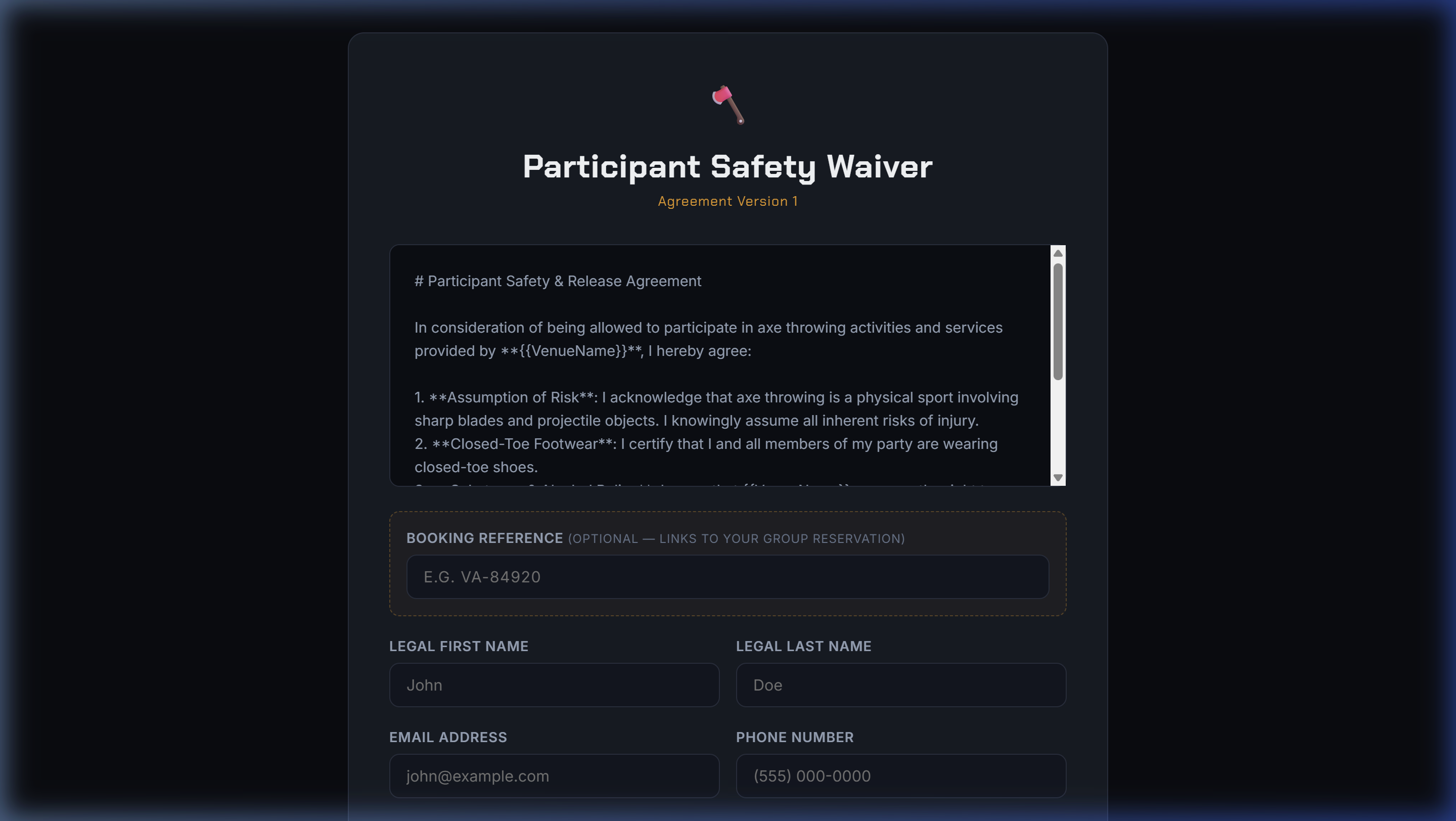 VenueAxe Digital Waiver Kiosk on Mobile and Tablet